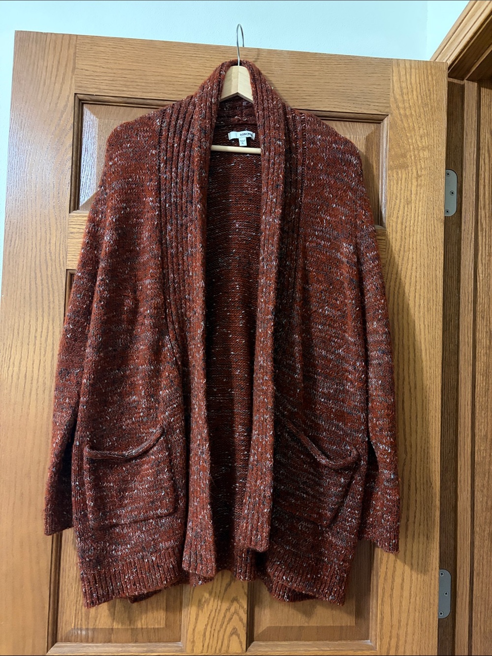 Sonoma Open-Front Cardigan in Rust Multi